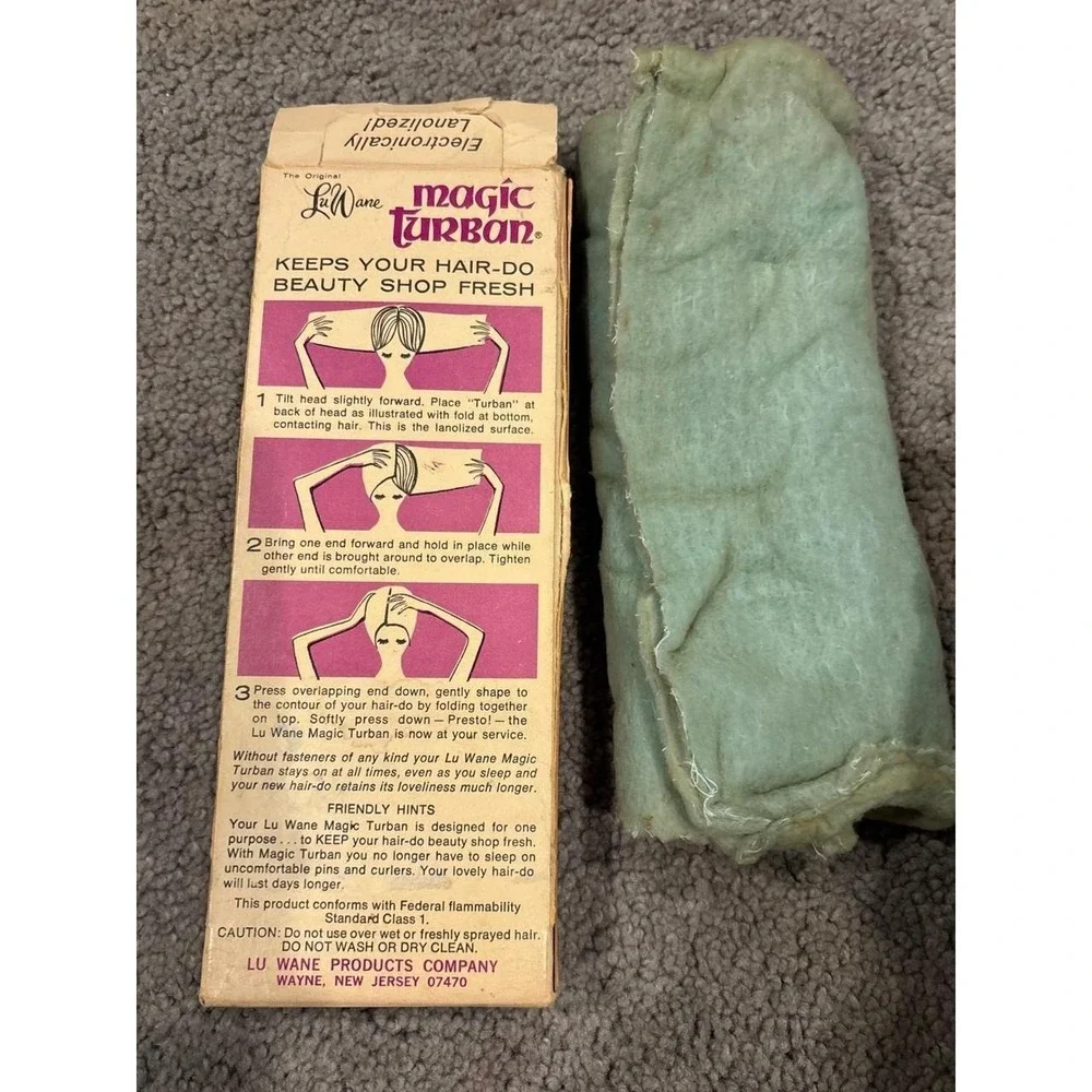 Vintage Luwane magic turban green hair wrap sleep cap retro beauty accessory‎
